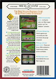 Box back cover for Hardball! on the Sega Genesis.