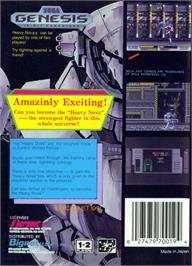 Box back cover for Heavy Nova on the Sega Genesis.