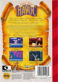 Box back cover for High Seas Havoc on the Sega Genesis.