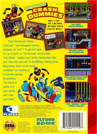Box back cover for Incredible Crash Dummies, The on the Sega Genesis.