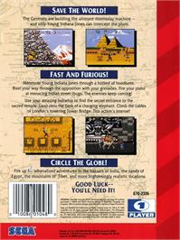 Box back cover for Instruments Of Chaos Starring Young Indiana Jones on the Sega Genesis.