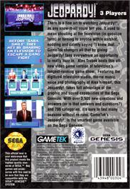 Box back cover for Jeopardy! on the Sega Genesis.