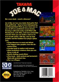 Box back cover for Joe And Mac - Caveman Ninja on the Sega Genesis.
