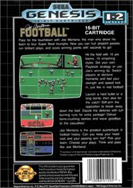 Box back cover for Joe Montana Football on the Sega Genesis.