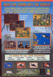 Box back cover for Jungle Strike - The Sequel To Desert Strike on the Sega Genesis.