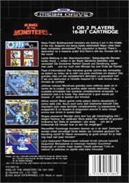 Box back cover for King of the Monsters on the Sega Genesis.