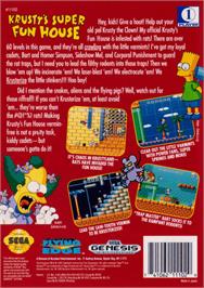 Box back cover for Krusty's Fun House on the Sega Genesis.