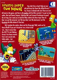 Box back cover for Krusty's Super Fun House on the Sega Genesis.