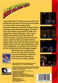 Box back cover for Last Action Hero on the Sega Genesis.