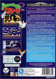 Box back cover for Lemmings 2: The Tribes on the Sega Genesis.