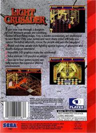 Box back cover for Light Crusader on the Sega Genesis.