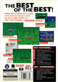 Box back cover for Madden NFL '97 on the Sega Genesis.