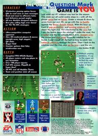 Box back cover for Madden Nfl 95 on the Sega Genesis.