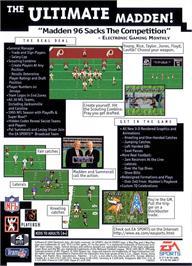 Box back cover for Madden Nfl 96 on the Sega Genesis.