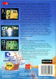 Box back cover for Mega Lo Mania on the Sega Genesis.