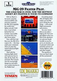 Box back cover for Mig-29 on the Sega Genesis.