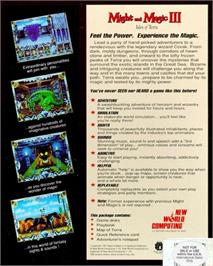 Box back cover for Might And Magic 3 - Isles Of Terra on the Sega Genesis.