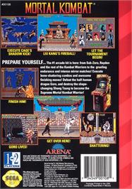 Box back cover for Mortal Kombat on the Sega Genesis.