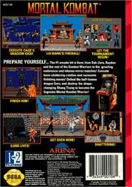 Box back cover for Mortal Kombat on the Sega Genesis.