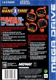 Box back cover for NBA Hang Time on the Sega Genesis.