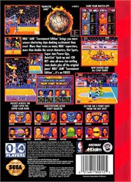 Box back cover for NBA Jam Tournament Edition on the Sega Genesis.