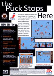 Box back cover for NHL '96 on the Sega Genesis.
