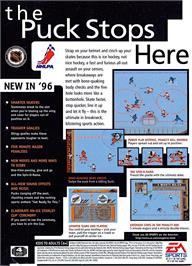 Box back cover for Nhl 96 on the Sega Genesis.