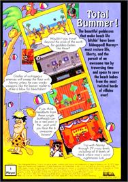 Box back cover for Normy's Beach Babe-O-Rama on the Sega Genesis.