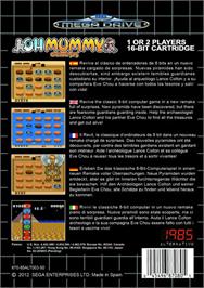 Box back cover for Oh Mummy Genesis on the Sega Genesis.