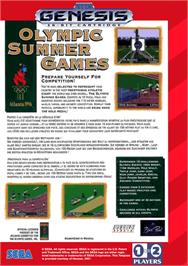 Box back cover for Olympic Summer Games on the Sega Genesis.