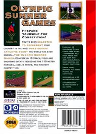 Box back cover for Olympic Summer Games on the Sega Genesis.