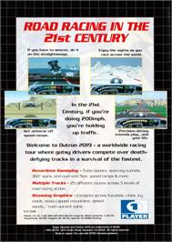 Box back cover for Outrun 2019 on the Sega Genesis.