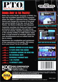 Box back cover for P.T.O.: Pacific Theater of Operations on the Sega Genesis.