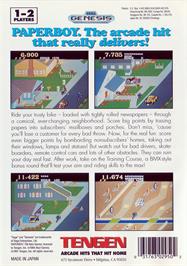 Box back cover for Paperboy on the Sega Genesis.