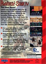 Box back cover for Phantasy Star 4 - The End Of The Millennium on the Sega Genesis.