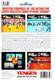 Box back cover for Pit-fighter on the Sega Genesis.