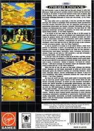 Box back cover for Populous 2 - Two Tribes on the Sega Genesis.