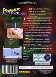Box back cover for Power Drive on the Sega Genesis.