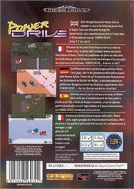 Box back cover for Power Drive on the Sega Genesis.