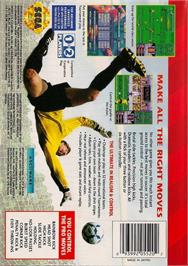 Box back cover for Pro Moves Soccer on the Sega Genesis.