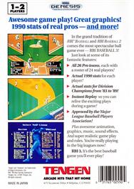 Box back cover for R.b.i. Baseball 3 on the Sega Genesis.