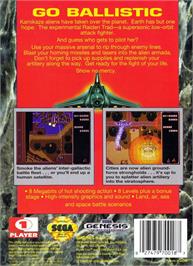 Box back cover for Raiden Trad on the Sega Genesis.