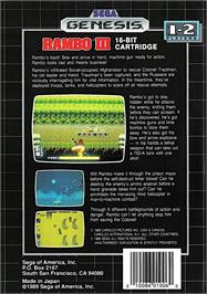 Box back cover for Rambo 3 on the Sega Genesis.