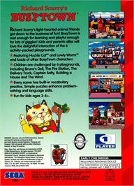 Box back cover for Richard Scarry's Busytown on the Sega Genesis.