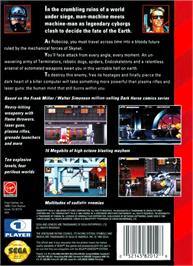 Box back cover for Robocop Vs Terminator on the Sega Genesis.