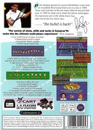 Box back cover for Sampras Tennis 96 on the Sega Genesis.