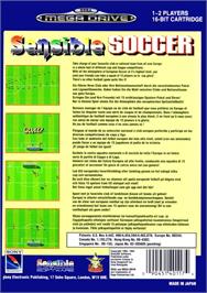 Box back cover for Sensible Soccer - European Champions on the Sega Genesis.