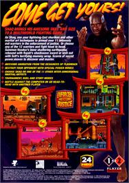 Box back cover for Shaq Fu on the Sega Genesis.