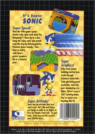 Box back cover for Sonic The Hedgehog on the Sega Genesis.