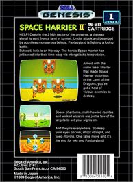 Box back cover for Space Harrier 2 on the Sega Genesis.
